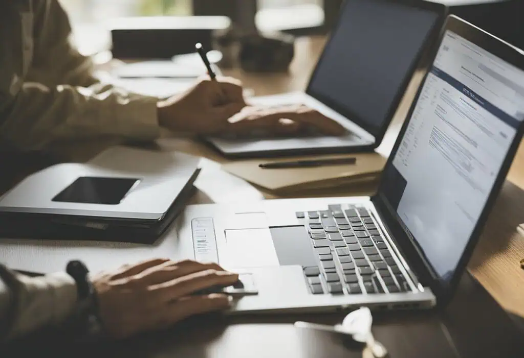 Person applying for a home renovation loan online on a laptop.