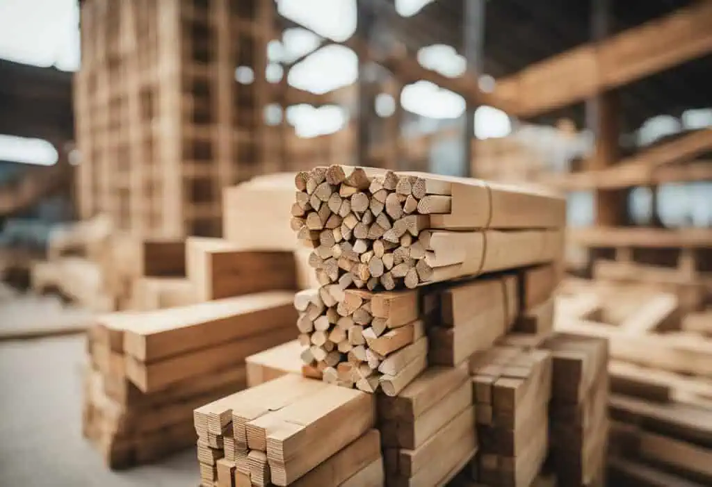 Wooden timber for eco-friendly construction at Ban Yew Timber & Renovation.