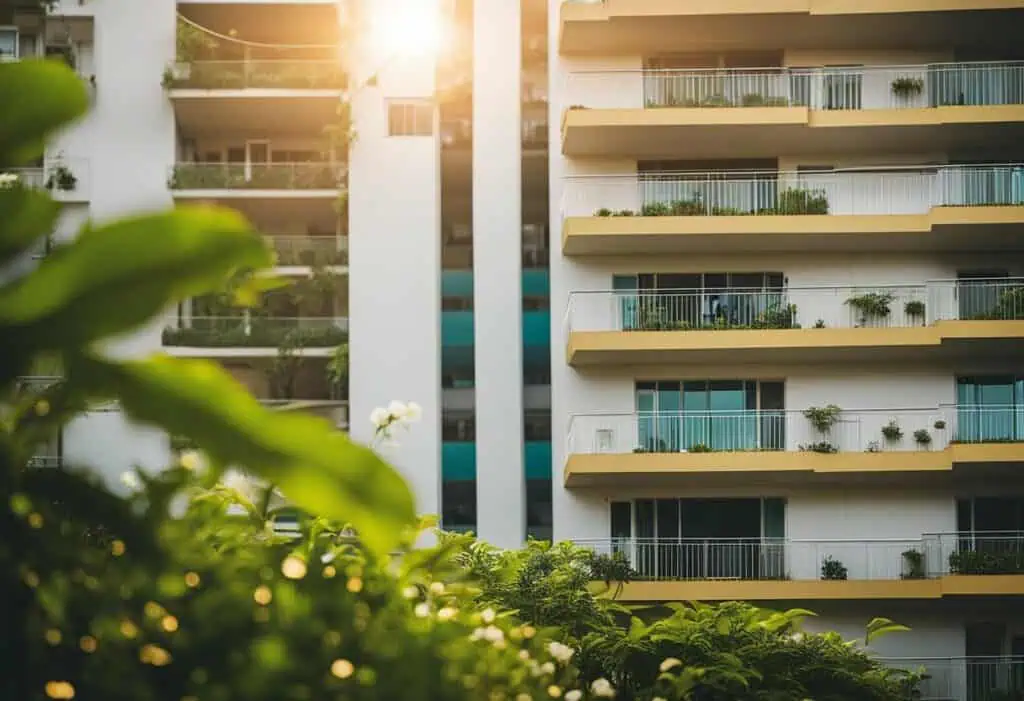 Bright HDB apartment with spacious balconies and lush plants.