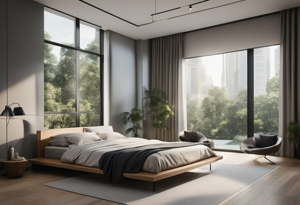 bedroom design with platform bed