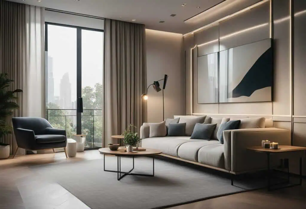 bedroom design with sofa