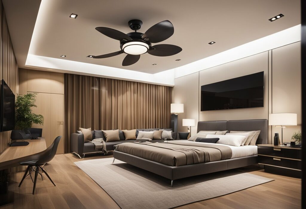 bedroom false ceiling design with fan