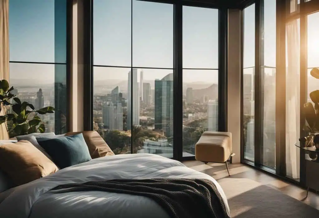 bedroom glass window design