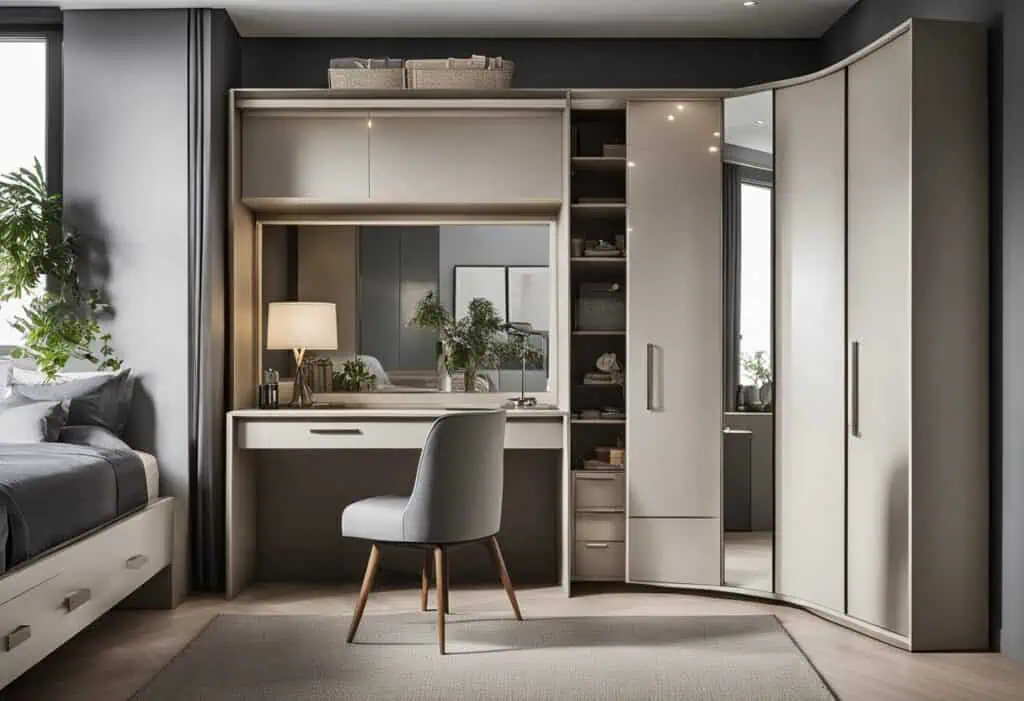 bedroom wardrobe design with dressing table