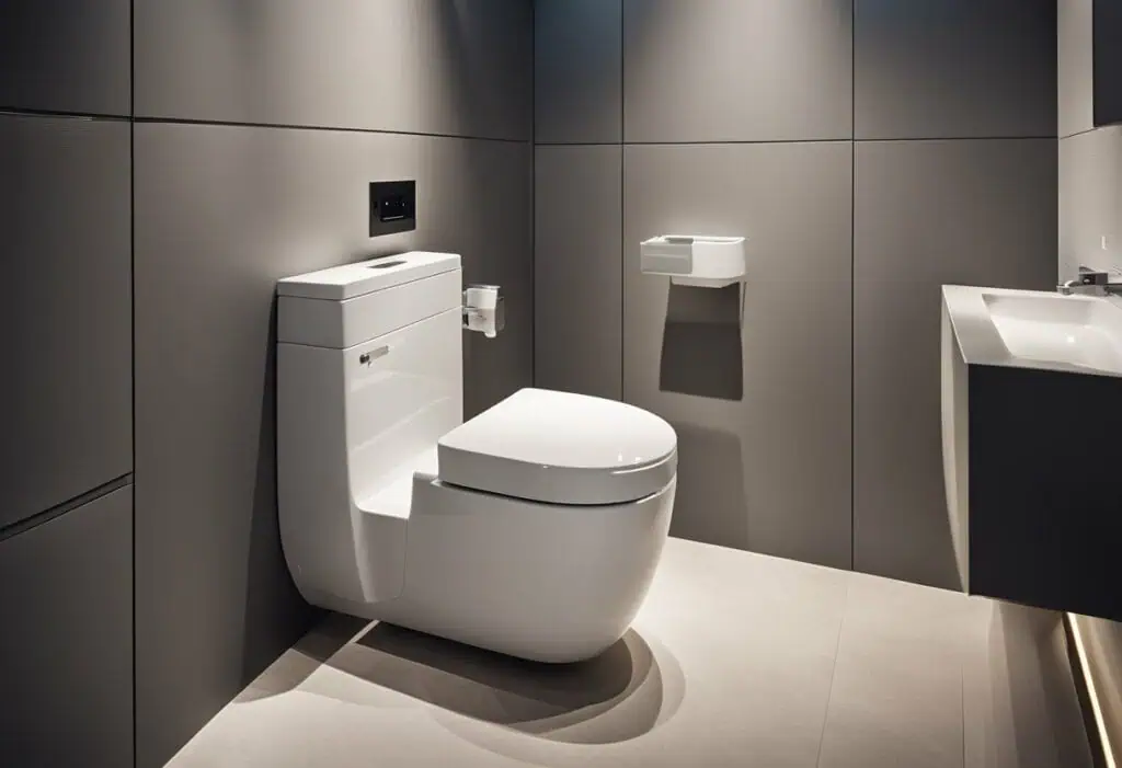 Contemporary luxury toilet with sleek design in a modern bathroom setting.