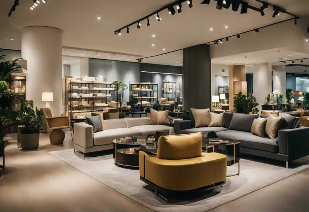 Elegant furniture display in Singapore's top store for home and office furnishings.