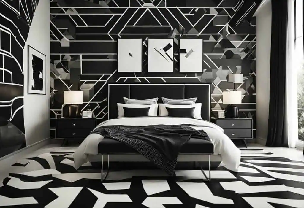 black and white interior design bedroom