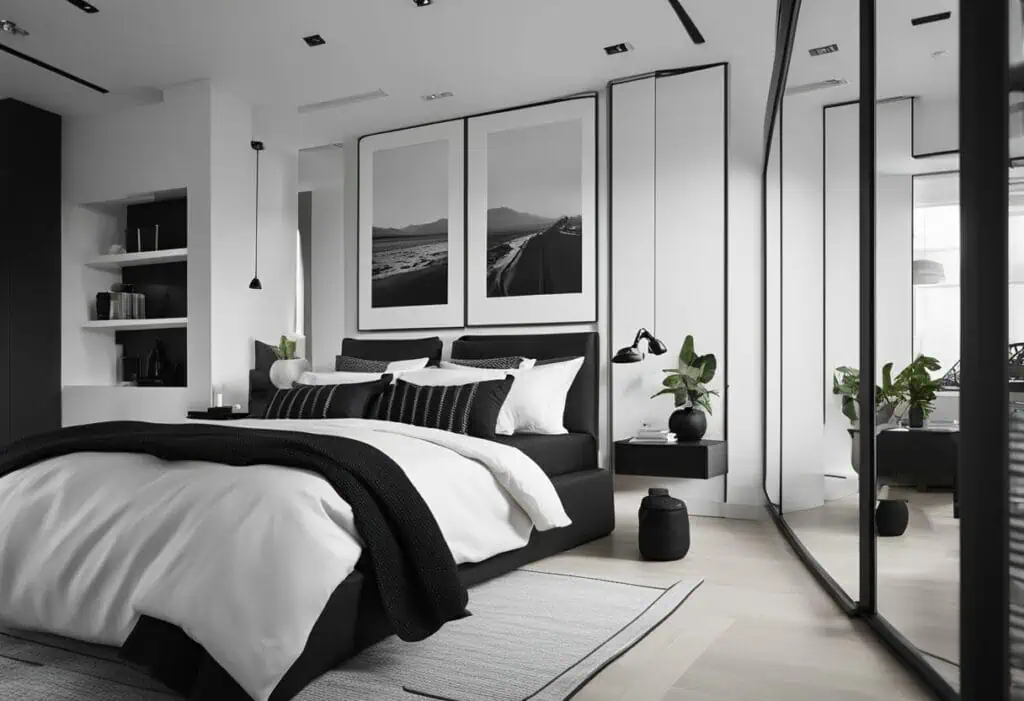 black and white interior design bedroom