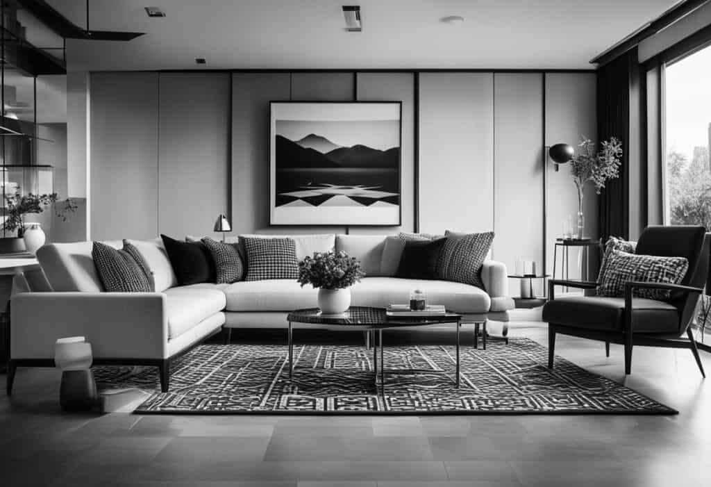 black and white interior design living room
