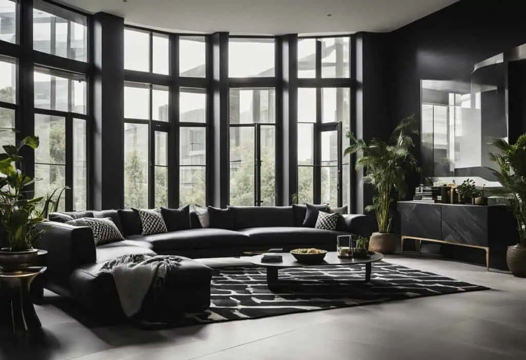 black living room design