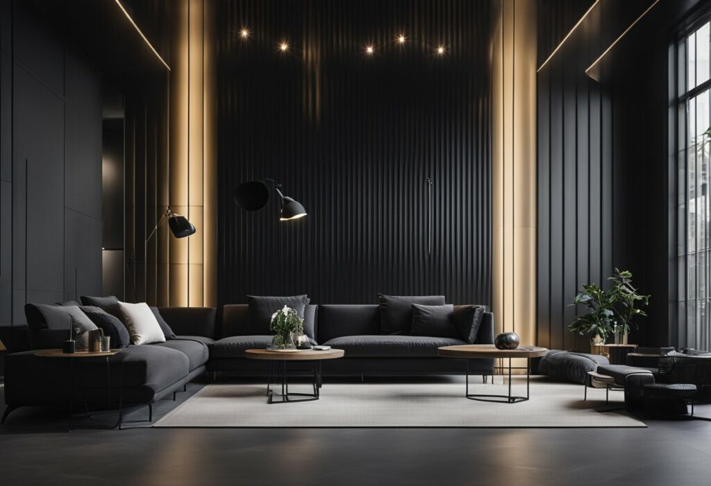 black wall interior design