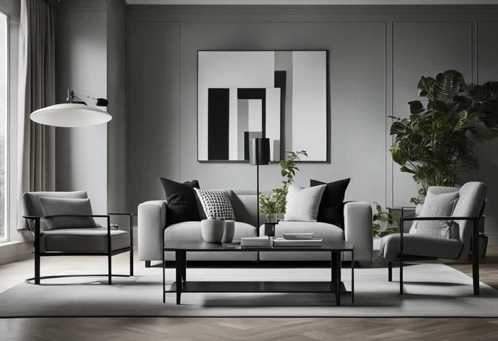 black white grey living room design