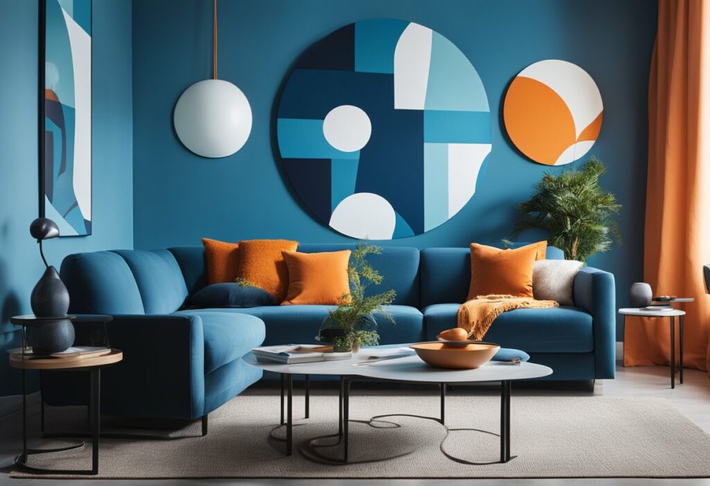 blue and orange interior design