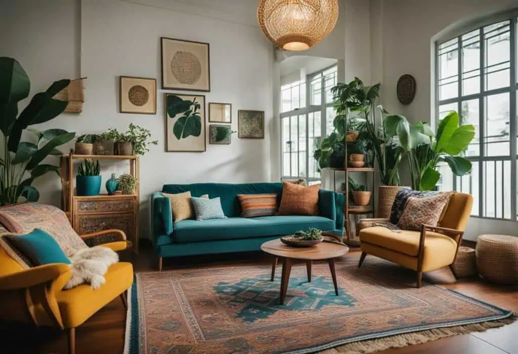 Elegant bohemian furniture with vibrant colors and eclectic accents for stylish Singapore homes.