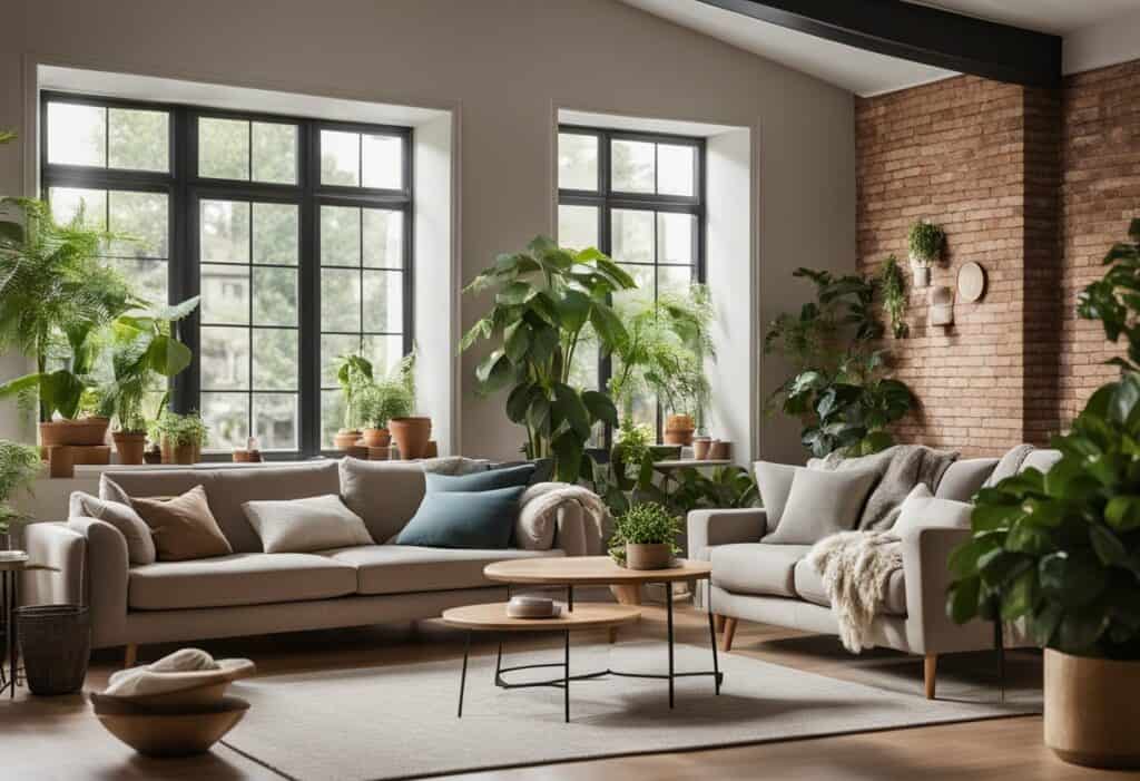 brick wallpaper living room design