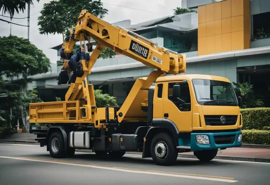 Commercial furniture removal truck in Singapore for bulky item disposal.