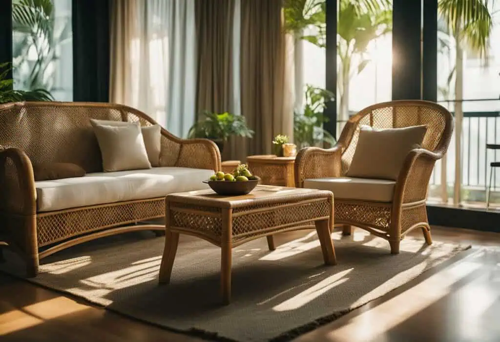 Cane furniture Singapore: stylish rattan sofa and armchairs for home decor.