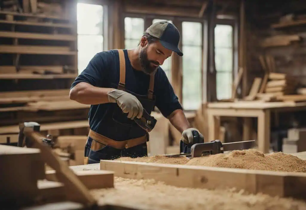 Experienced carpenter working on home renovation project.