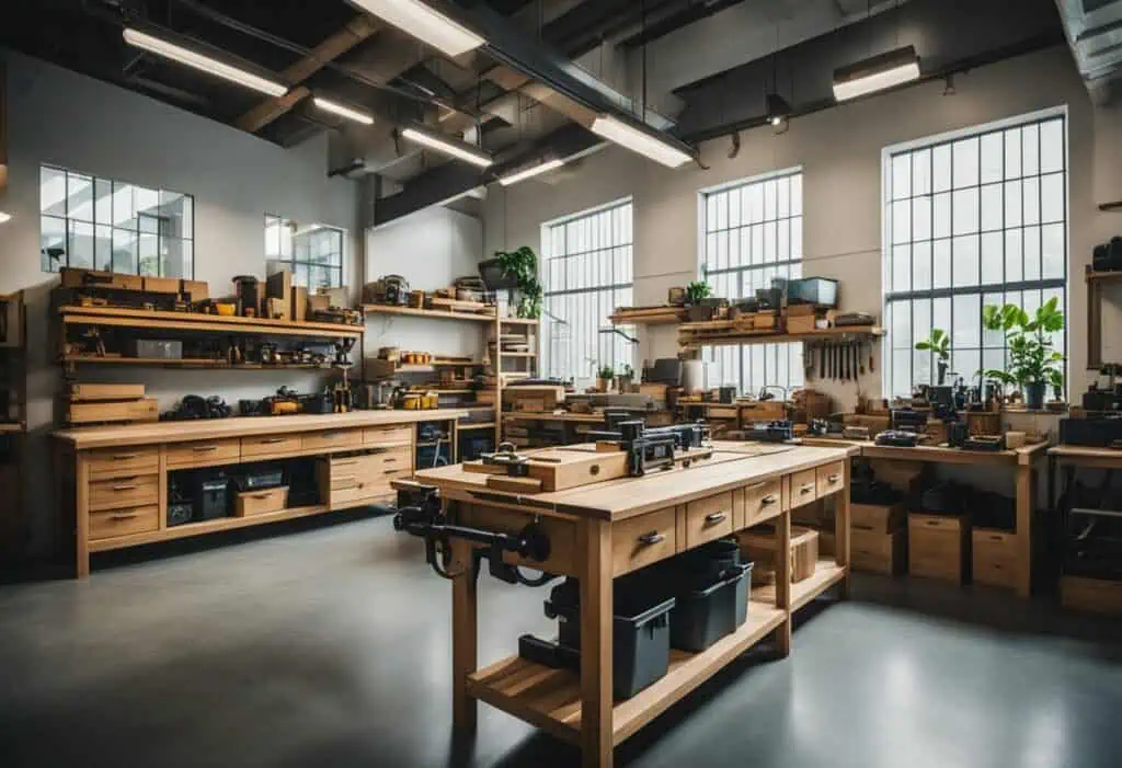 Modern carpentry workshop with ample space and equipment rental options in Singapore.