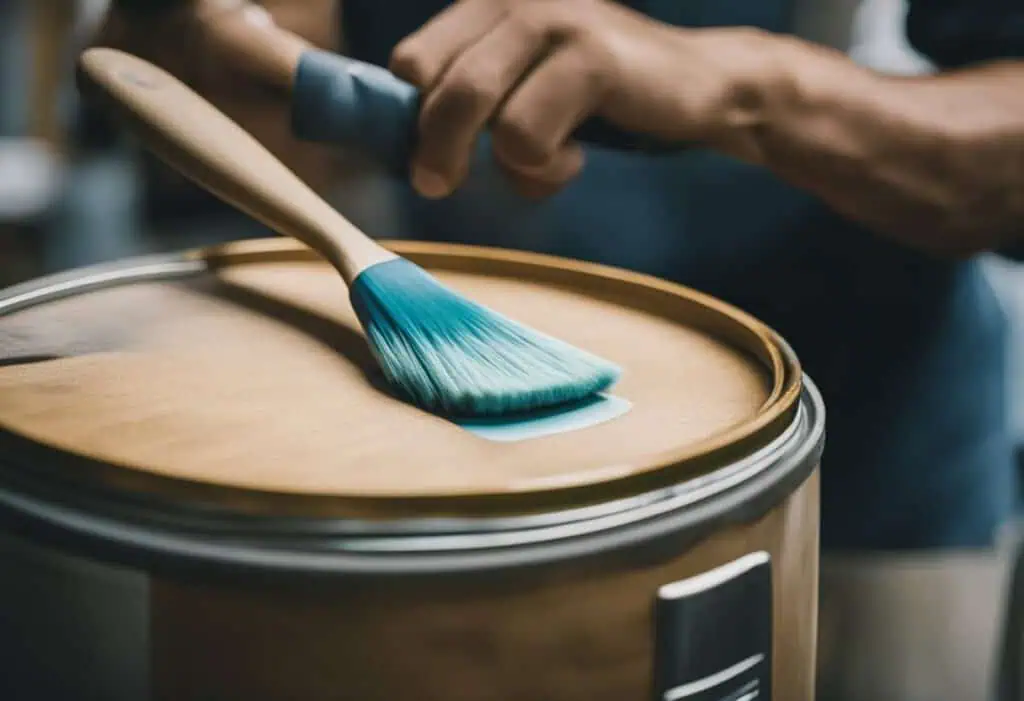 Applying chalk paint to furniture for a smooth, stylish finish in Singapore.