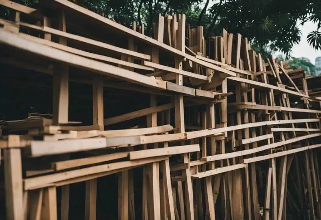 Wooden carpentry materials for home renovation projects in Singapore.