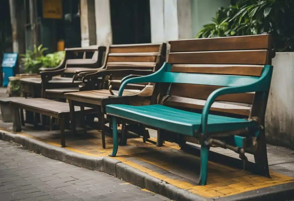 Benches for disposal in Singapore, including wooden and metal options, ideal for furniture removal s.