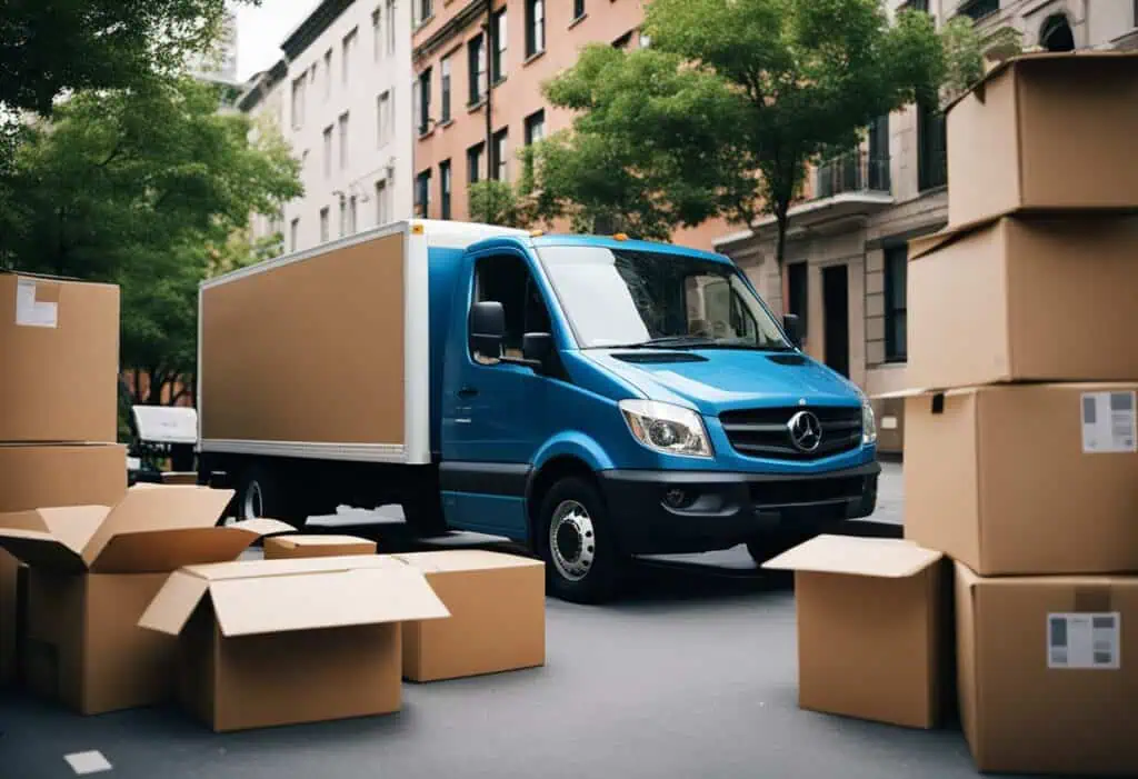 Moving truck with boxes for affordable furniture moving services in Singapore.