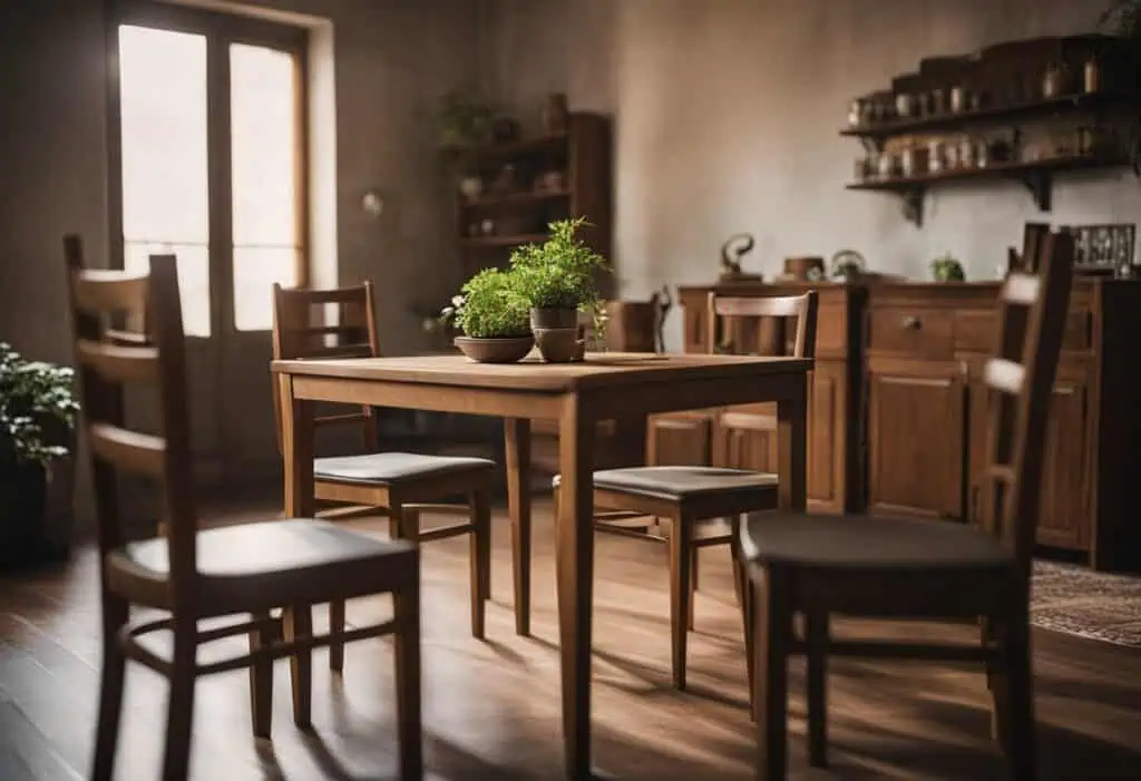 Stylish teak wood dining table with matching chairs in a modern Singapore home.