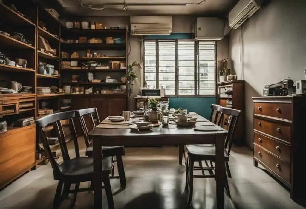 Affordable wooden dining table and chairs in a stylish, modern kitchen setting.