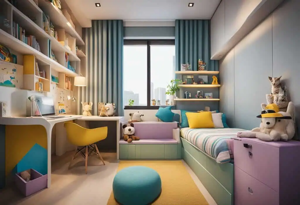 Bright and colorful child's bedroom with modern furniture and playful decor in Singapore.