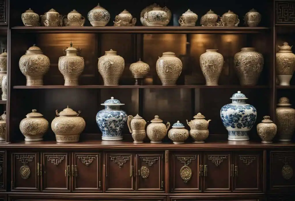 Antique Chinese ceramic vases showcasing traditional craftsmanship in Singapore.