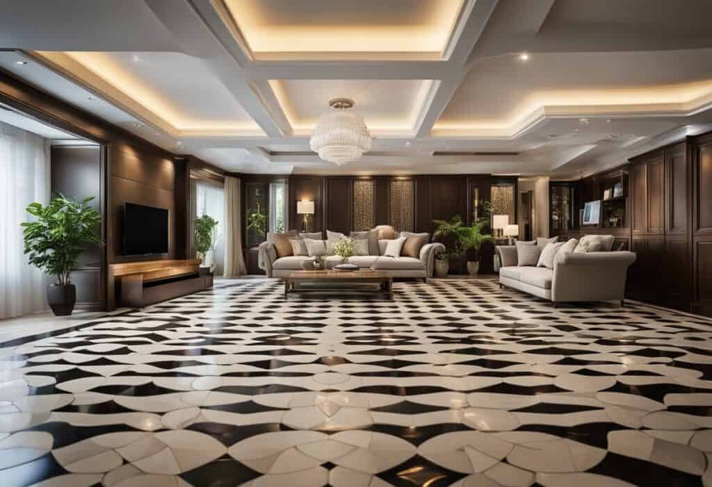 classy tiles design for living room