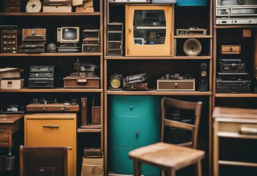 Vintage TV and old furniture pieces from Singapore's antique collection.