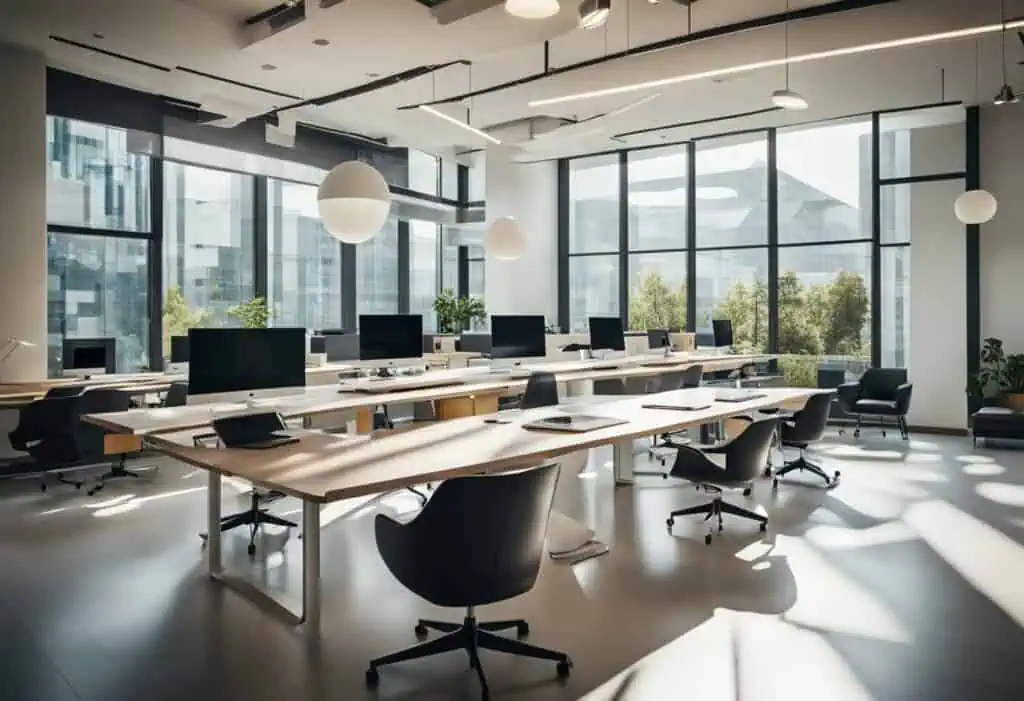 Creative office table setup for productive work environments.