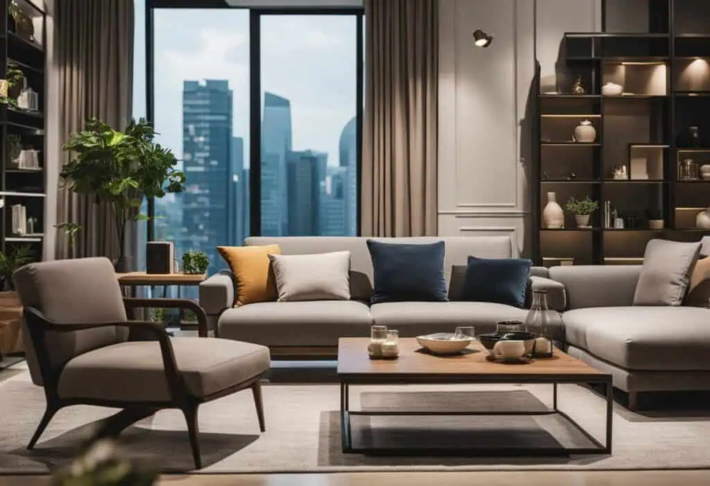 Elegant custom-made sofa set with plush cushions in a contemporary interior.