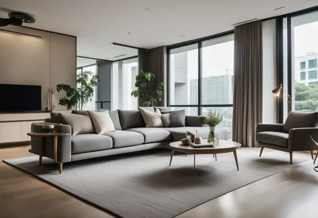 Danish design furniture in a stylish Singapore apartment, featuring a sleek sofa, armchair, and mini.