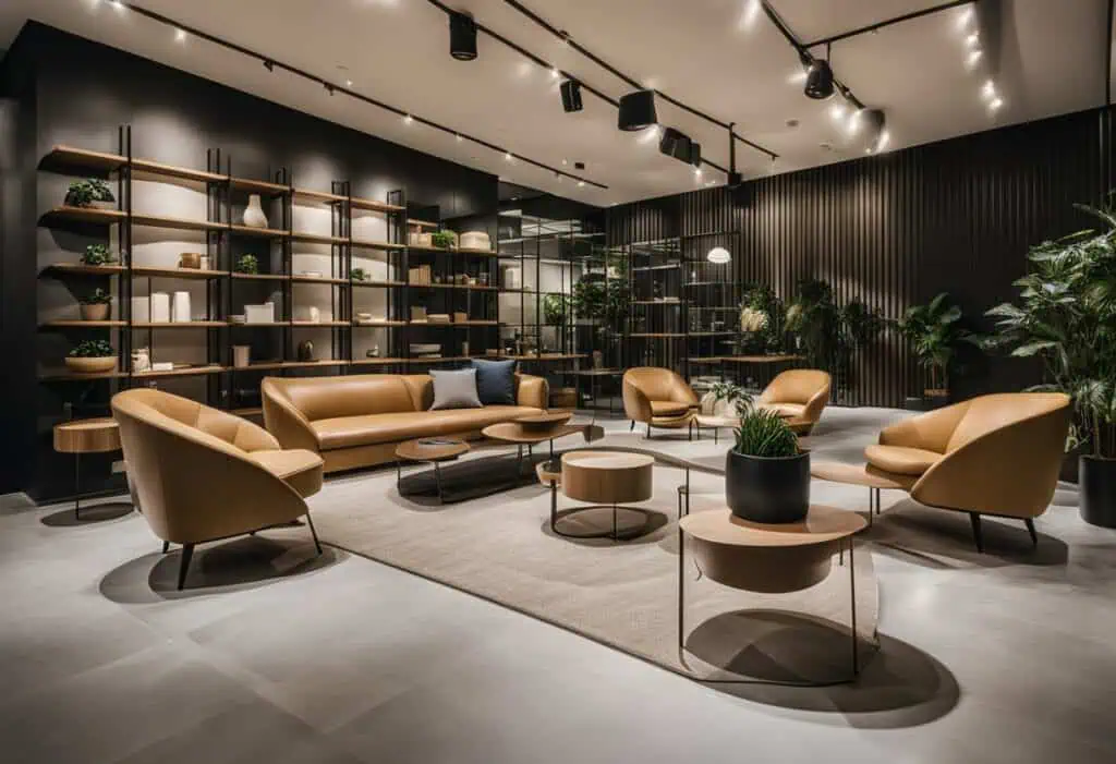 Elegant Scandinavian living room with modern furniture and cozy seating.