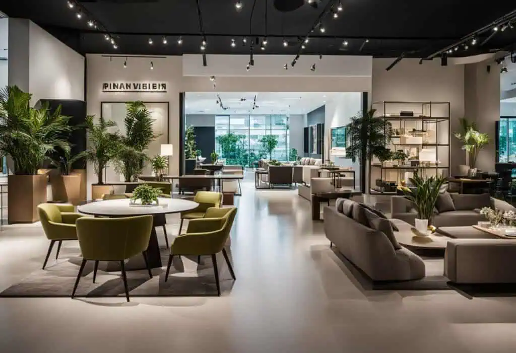 Stylish modern living room featuring contemporary furniture and vibrant indoor plants.