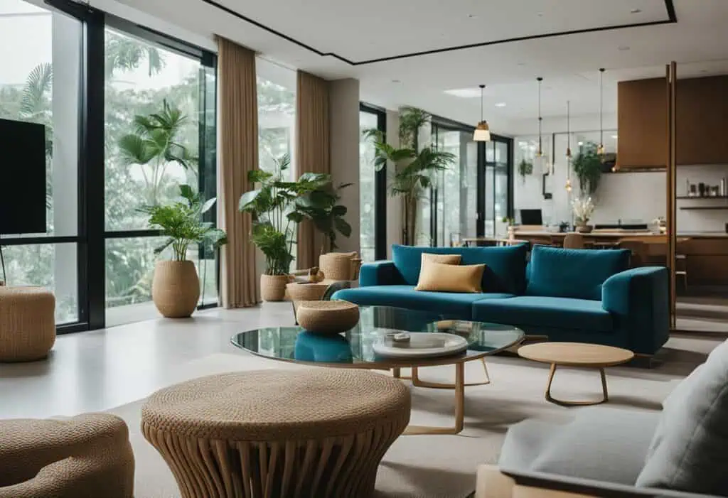 Elegant expat living space in Singapore with contemporary furniture and abundant natural light.