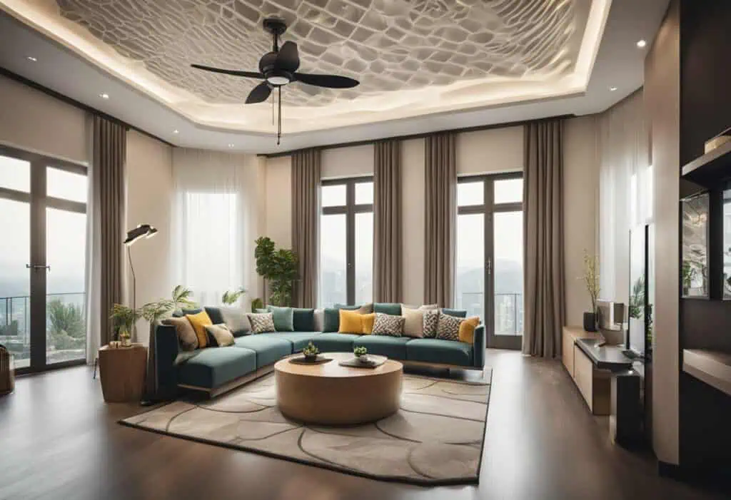 false ceiling designs for living room with 2 fans