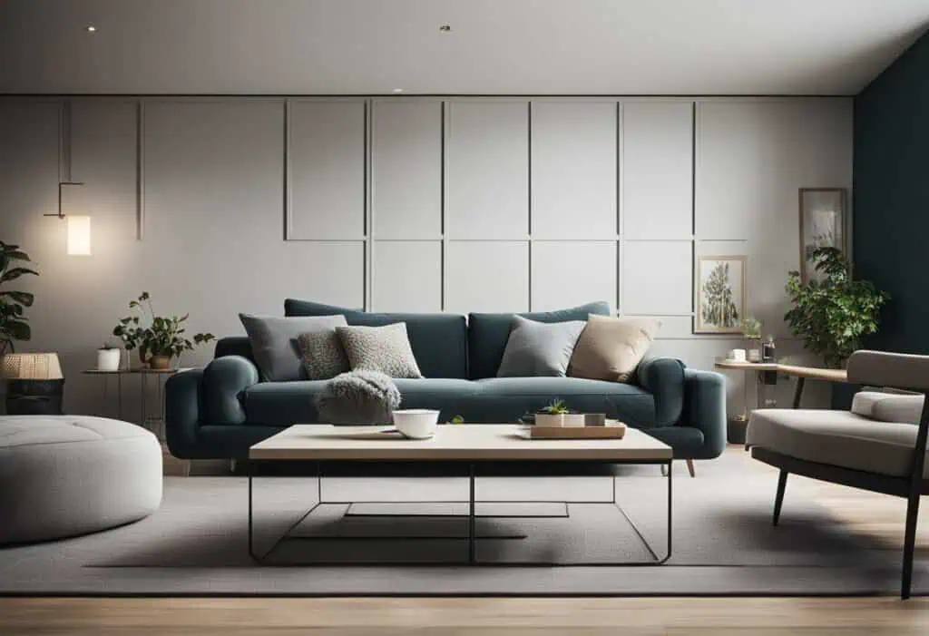 Elegant modern sofa with plush cushions in a contemporary home setting.