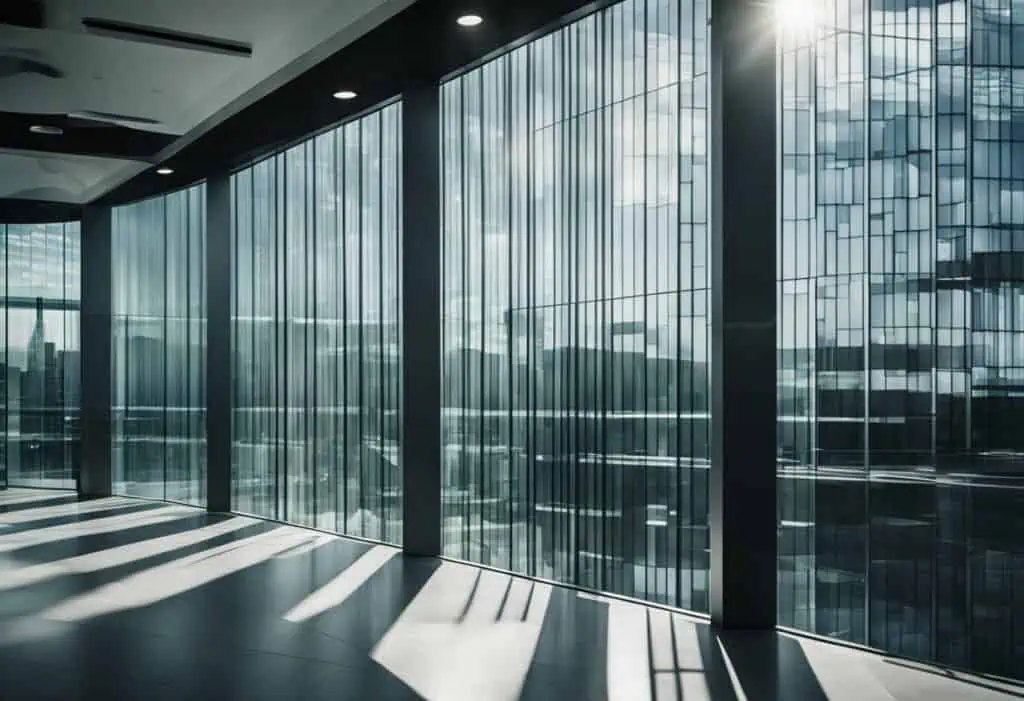 Modern office glass film enhances privacy and aesthetics with sleek, stylish patterns.