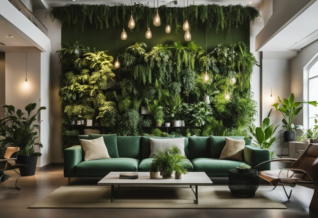 green wall interior design