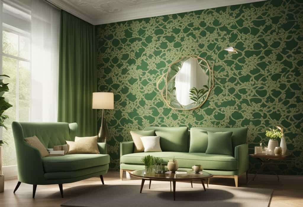 green wallpaper designs for living room