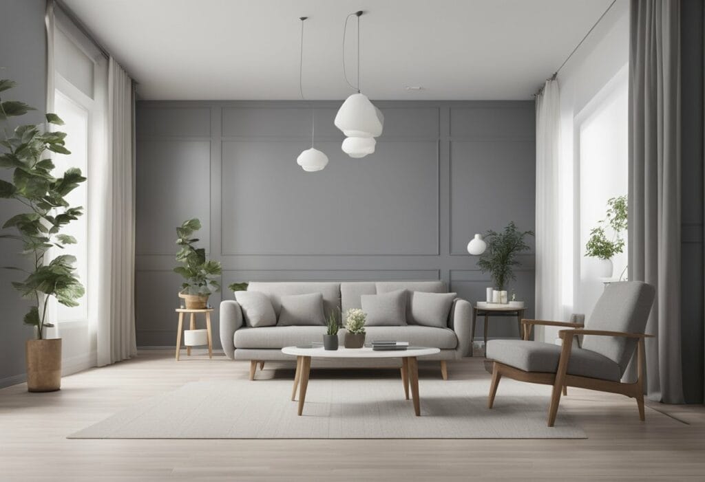 grey white wood interior design