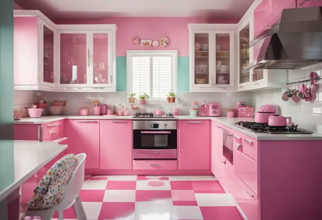 Pink Hello Kitty kitchen with fun and cute design elements.