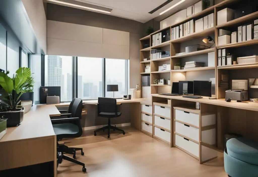 Modern helper room furniture for organized workspace in Singapore.