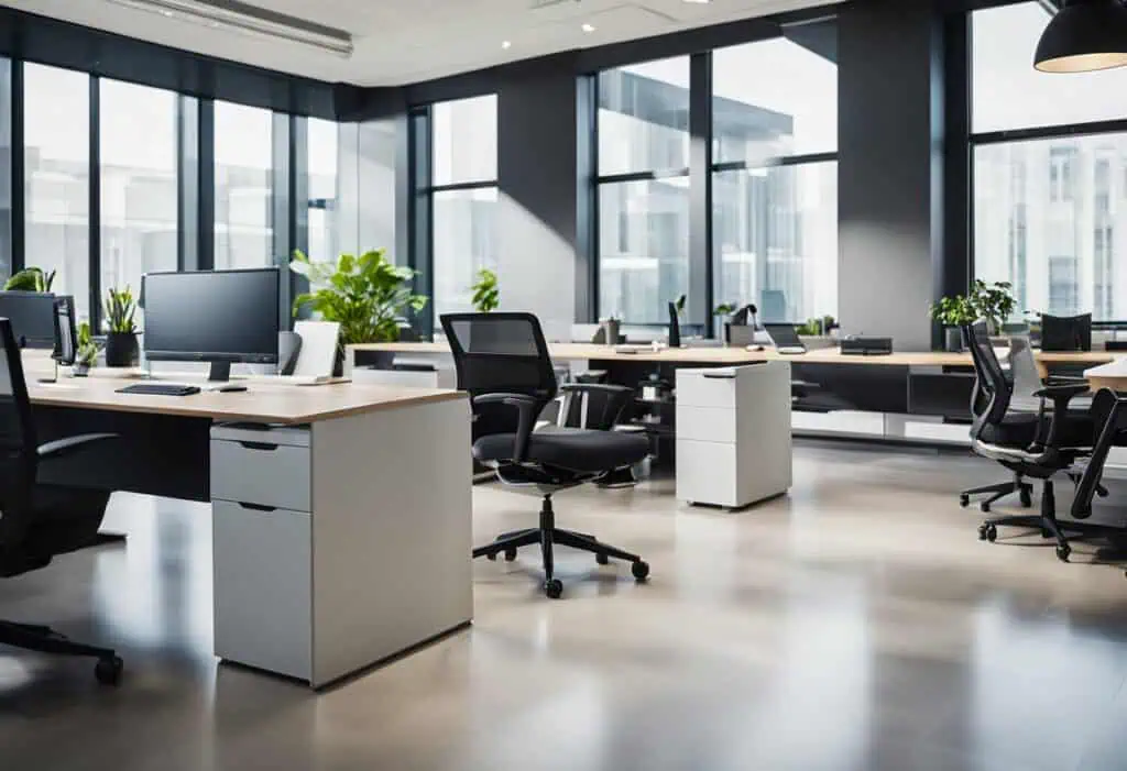 Bright, modern office with Herman Miller ergonomic chairs and large windows.