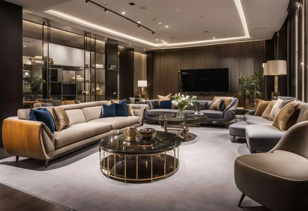 Elegant high-end furniture arrangement in a sophisticated living room setting.