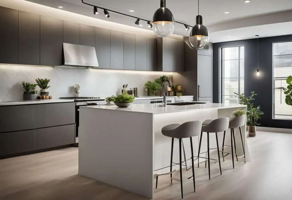 Sleek, contemporary kitchen with advanced appliances and minimalist decor, perfect for modern living.